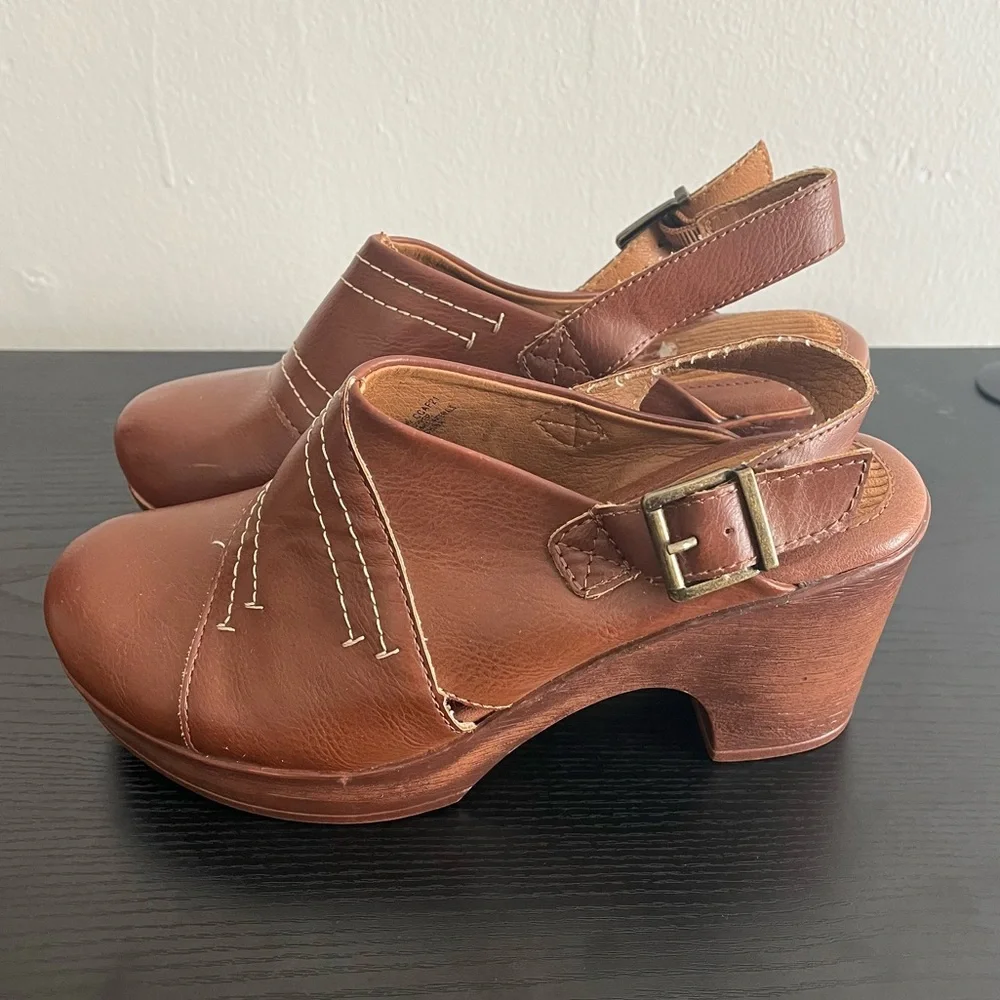 b.o.c. By Born Cecilia Women Slingback Platform Round Clog Brown Size 8 Boho - Picture 3 of 6